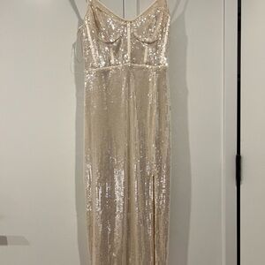 Astr The Label Champagne Sequin Dress